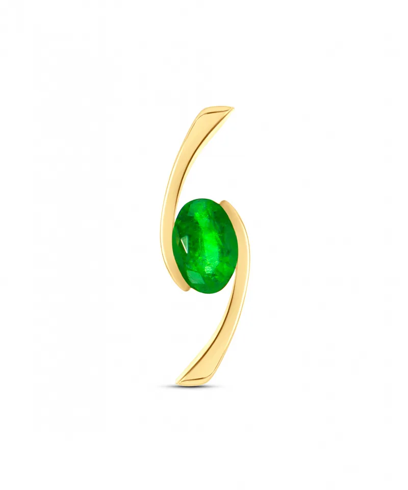 Pendentif Emeraude Verte Ovale 6x4mm en Or Jaune 750 pour femme - Bijoux Trabbia Vuillermoz